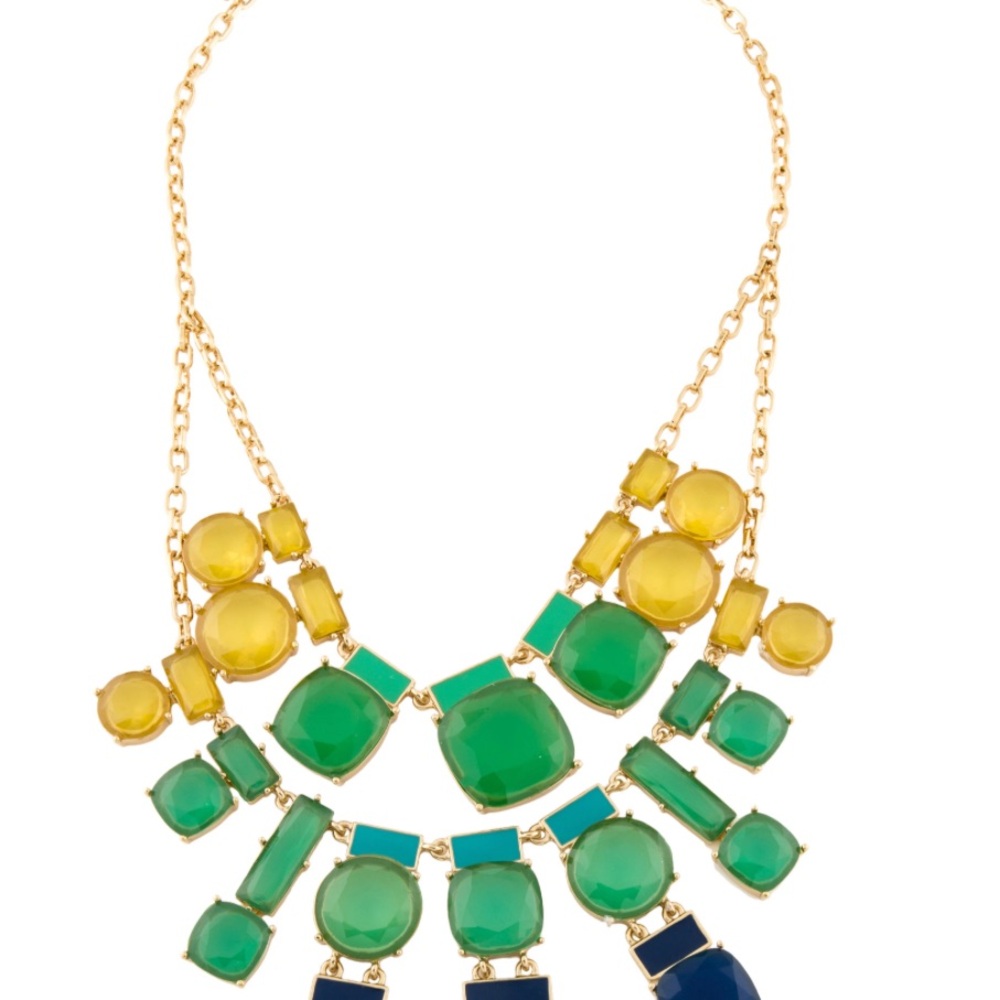 Kate Spade ‘Cause a stir’ Gold and Green Statement Necklace
